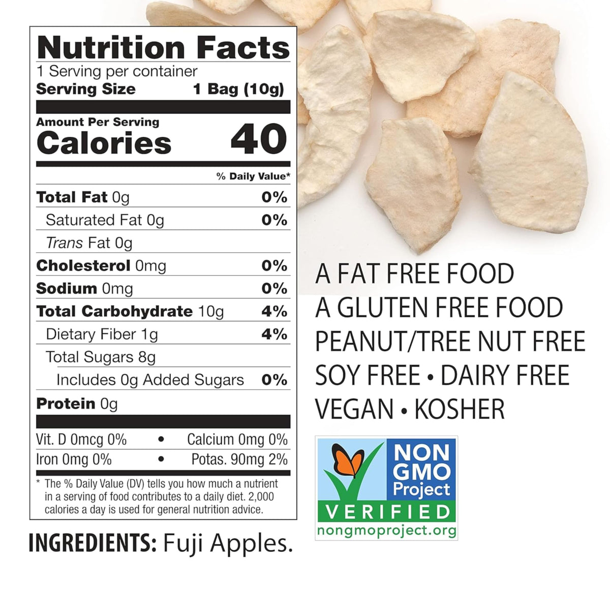 Brothers All Natural Fuji Apple Crisps close-up showing crisp texture and natural flavor.