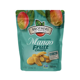 Brothers All Natural mango crisps on-hand, convenient fruit snack.