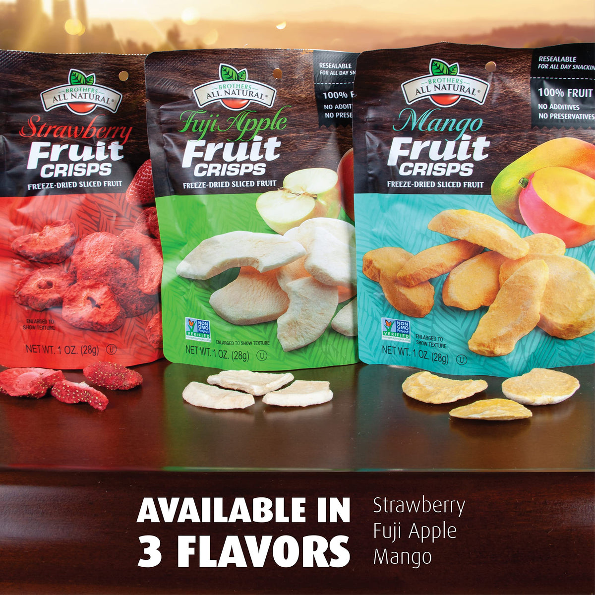 Brothers All Natural mango crisps ready-to-eat in pouch.