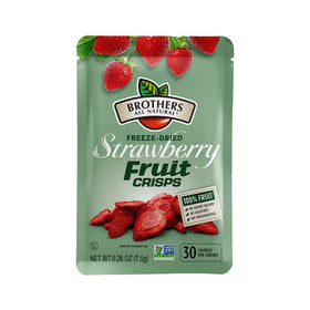 Brothers All Natural Freeze-Dried Strawberries close-up highlighting vibrant fruit and gluten-free snacking.