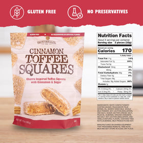 Brown & Haley Cinnamon Toffee Squares closeup reveals crunchy toffee texture.