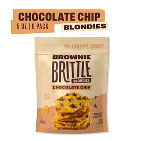 Brownie Brittle Chocolate Chip Blondie with crisp edges highlighted as a crunchy snack.