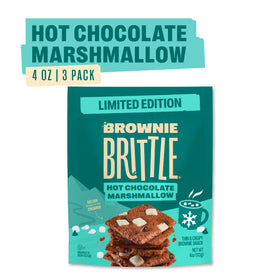 Three 4 oz Brownie Brittle bags on display for convenient, on-the-go treats.