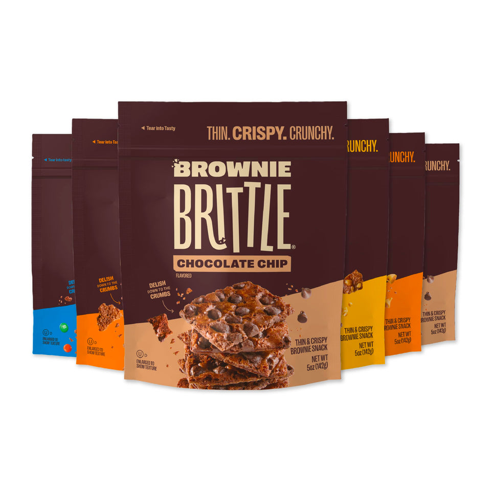 Brownie Brittle Original Chocolate Chip bag with crispy edges and rich chocolate flavor