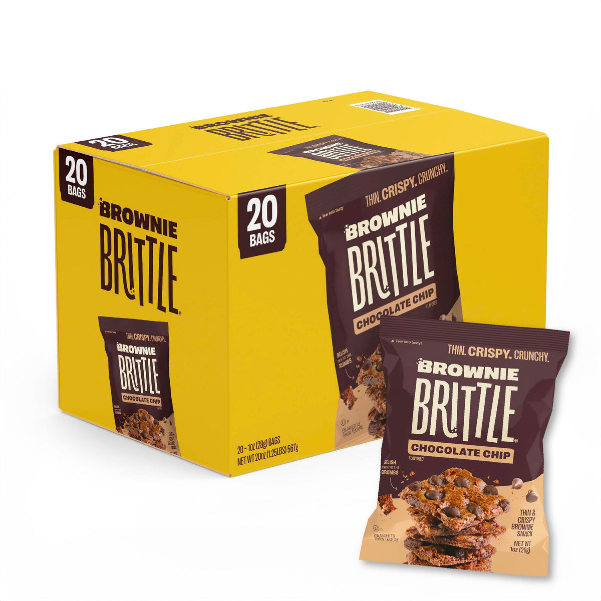 Brownie Brittle Original Chocolate Chip pack of 20 bags for pantry snacking