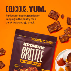 Brownie Brittle resealable snack packs keep freshness.