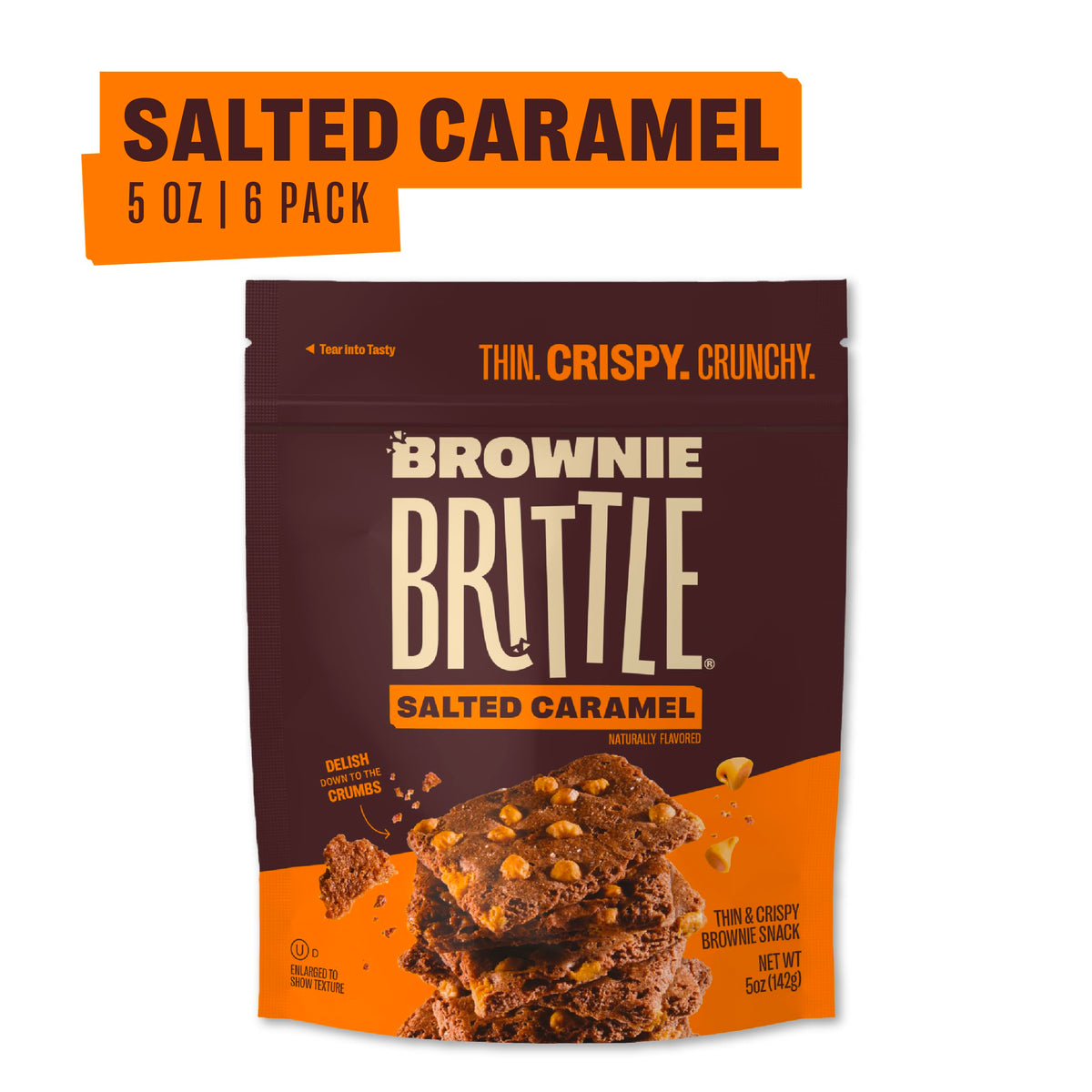 Brownie Brittle Salted Caramel crispy edge for snack cravings.