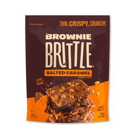 Brownie Brittle Salted Caramel pack front showing six 5 oz bags for easy sharing.
