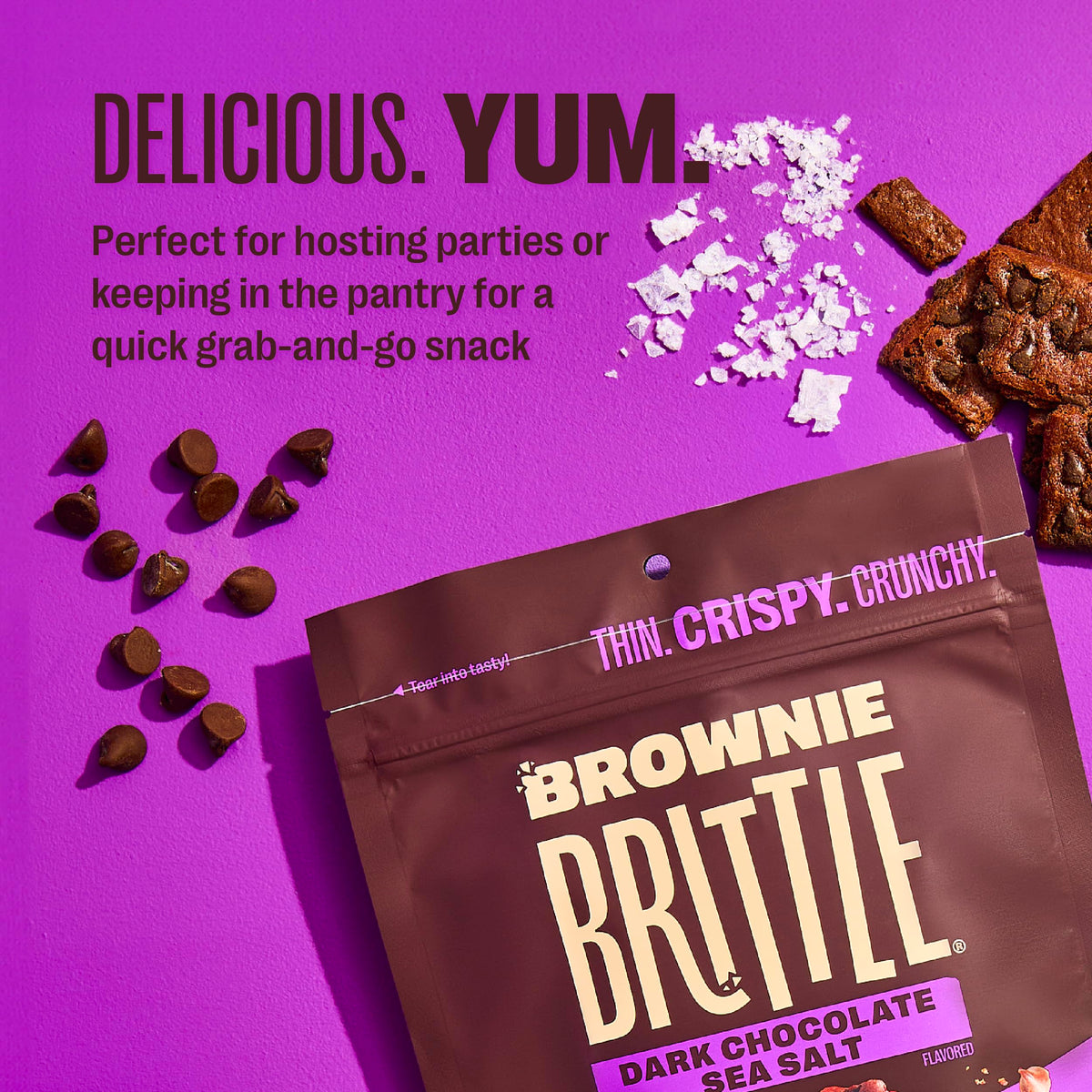 Brownie Brittle crumbs on yogurt provide a crunchy dessert topping.