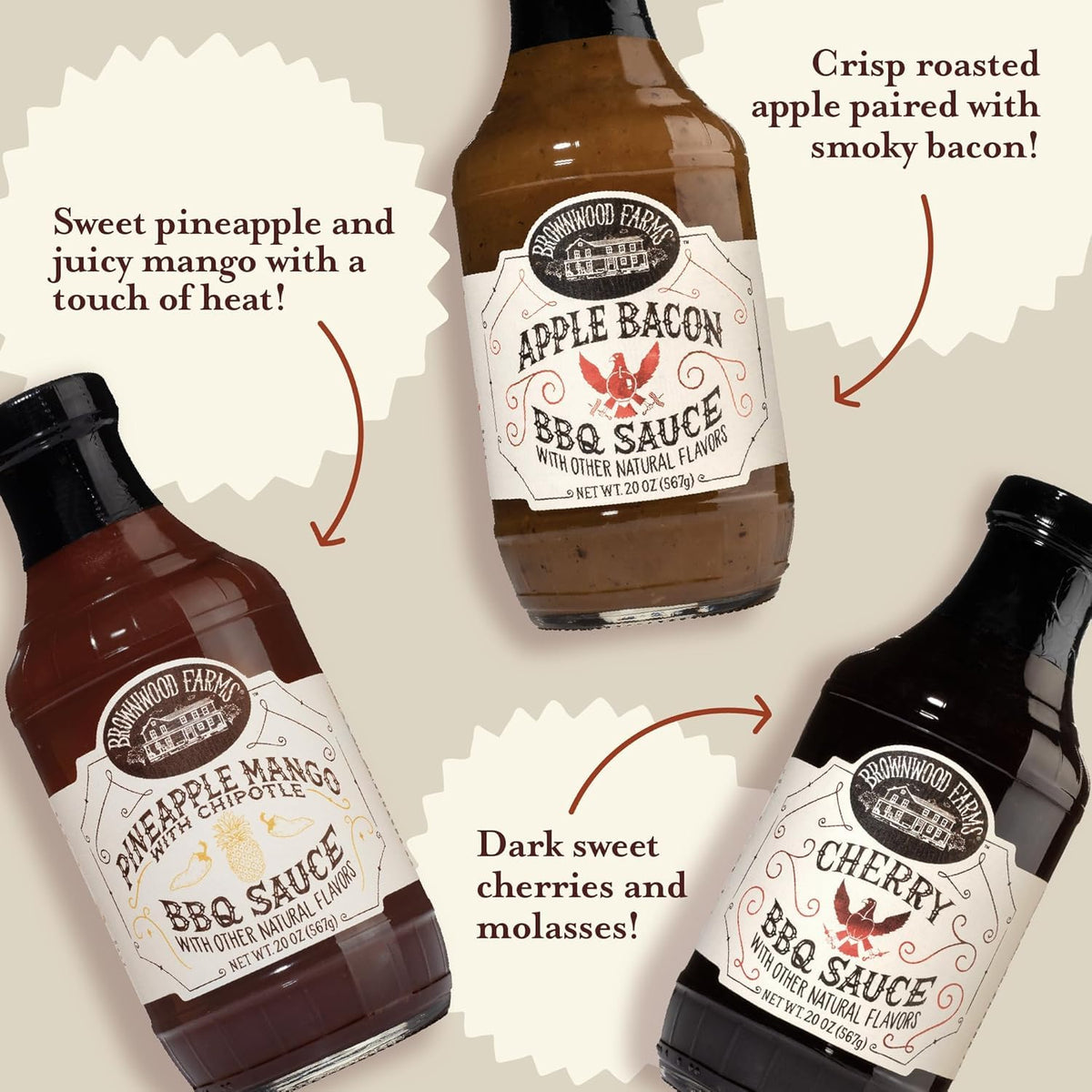Brownwood Farms BBQ Sauce glaze on meat showcases Sweet & Tangy notes.