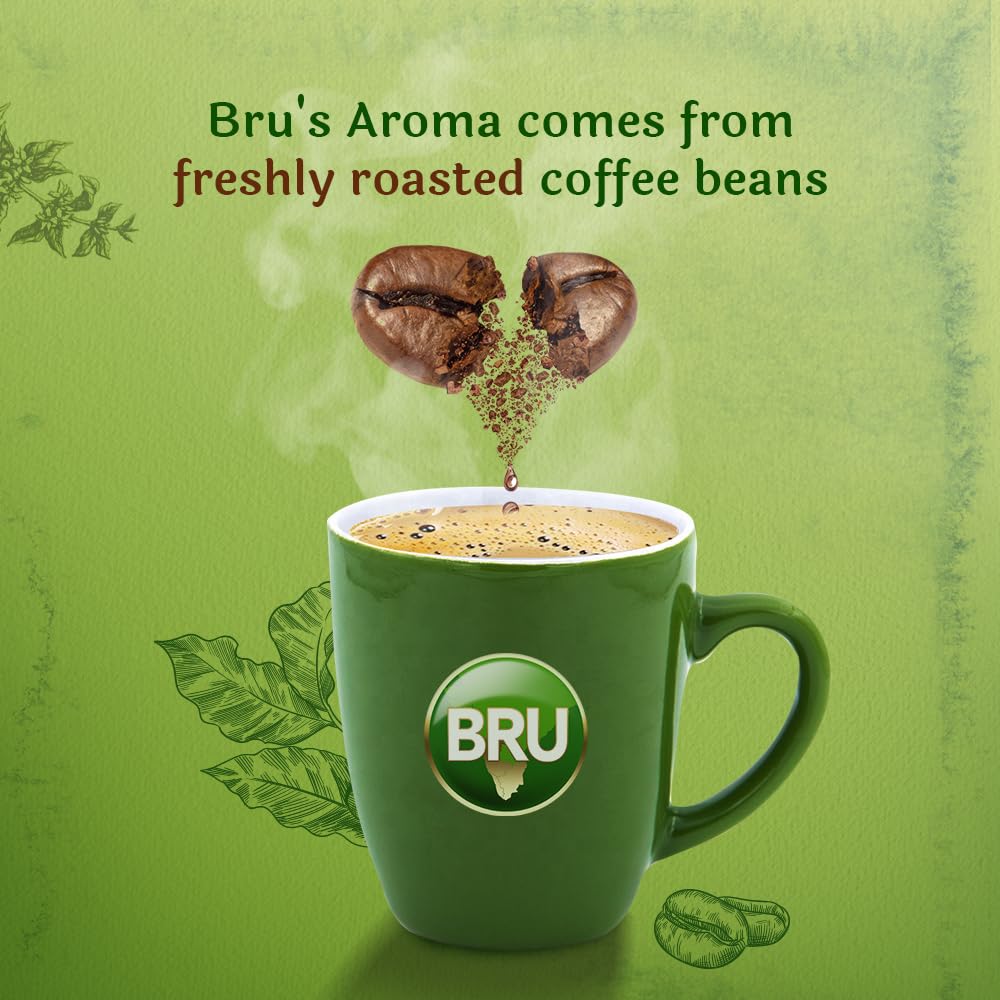 Bru Instant Coffee Refill pouring from pack into cup for convenience
