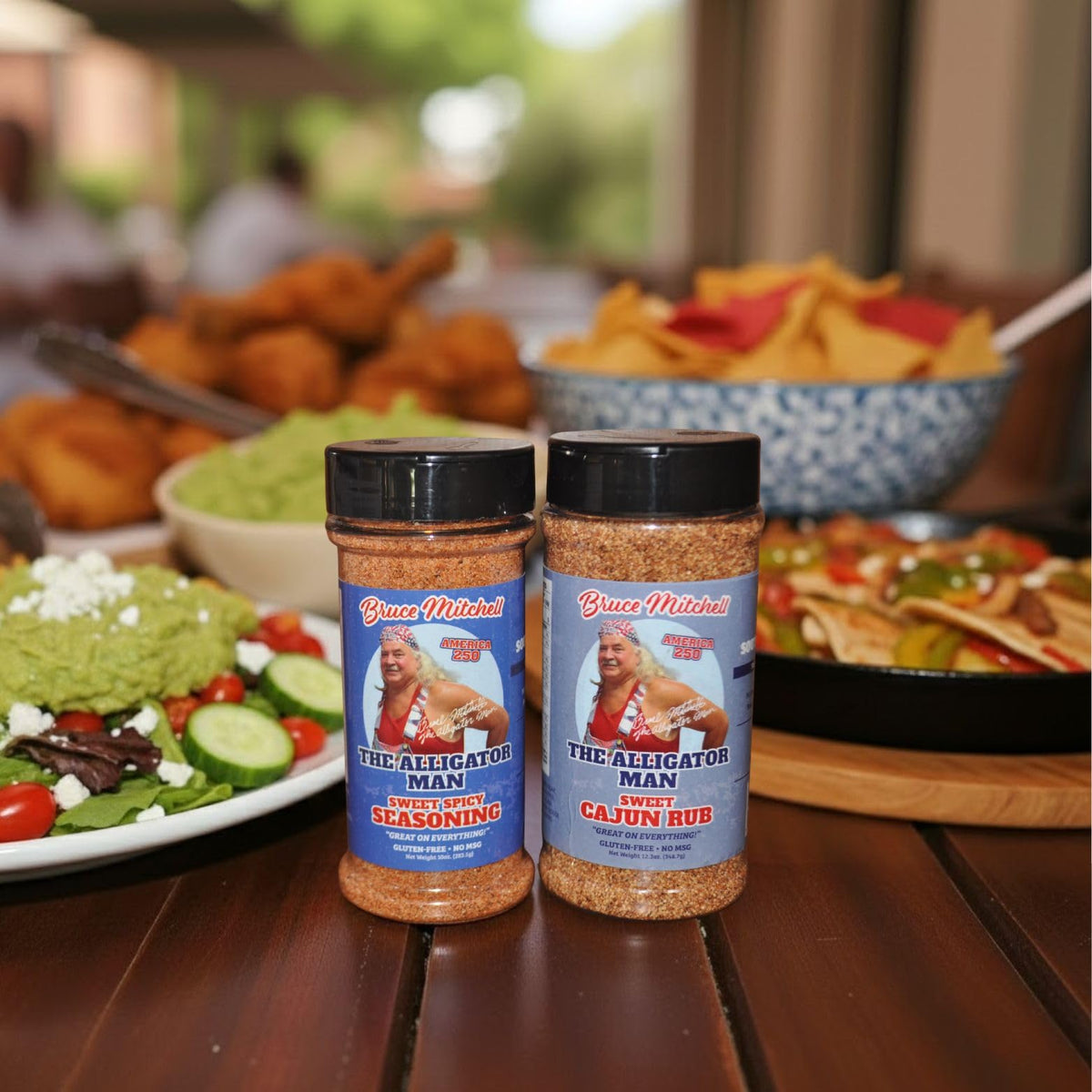 Bruce Mitchell Alligator Man seafood seasoned with vibrant flavor