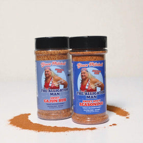 Bruce Mitchell Alligator Man shelf display of seasonings