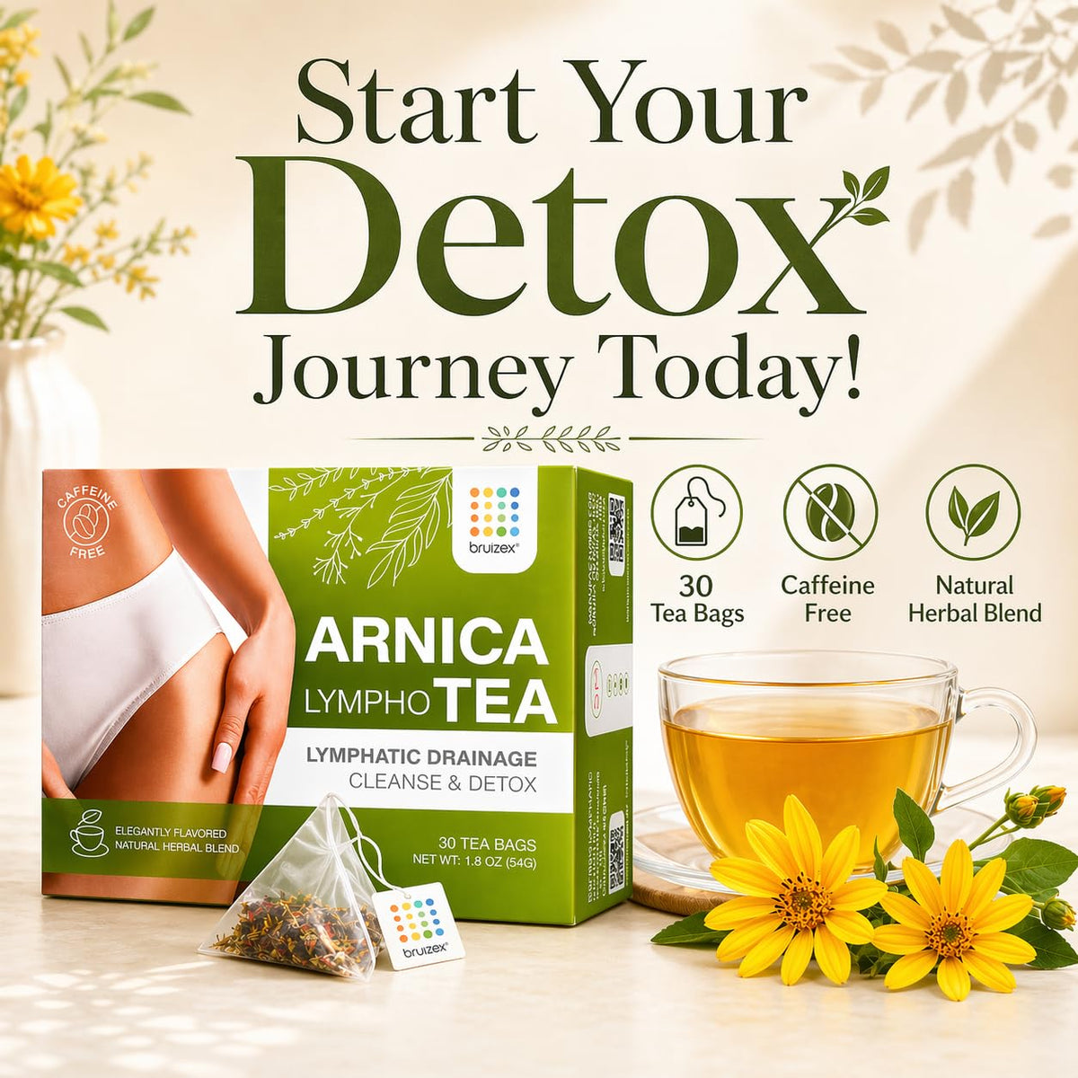 Bruizex Arnica Tea iced glass pour for refreshing serve