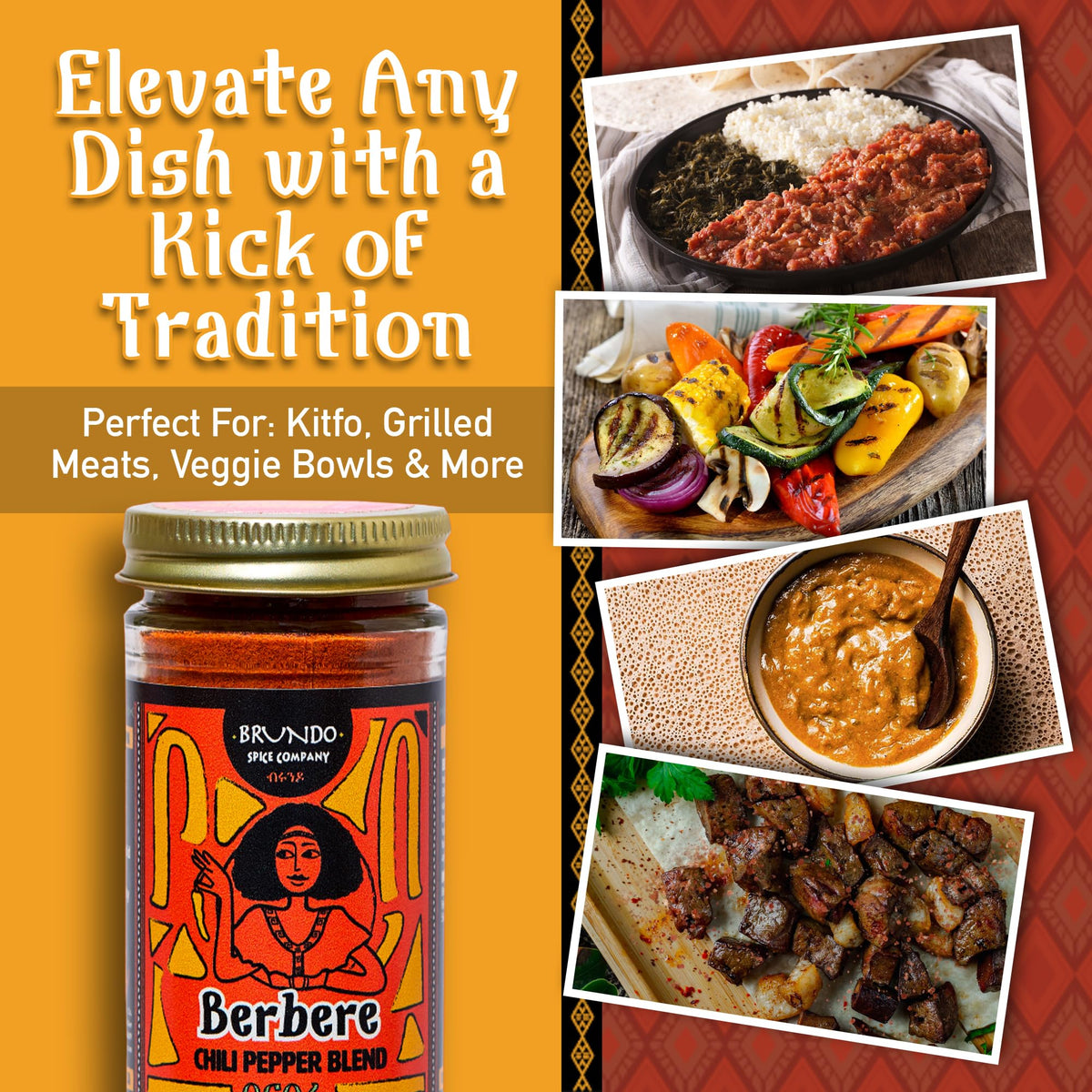 Brundo Market Berbere seasoning shaker on a pantry shelf