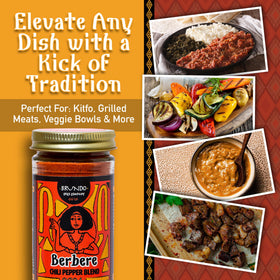 Brundo Market Berbere seasoning shaker on a pantry shelf