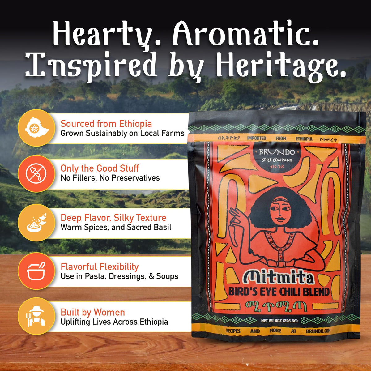 Brundo Mitmita ground spice powder ready to season.
