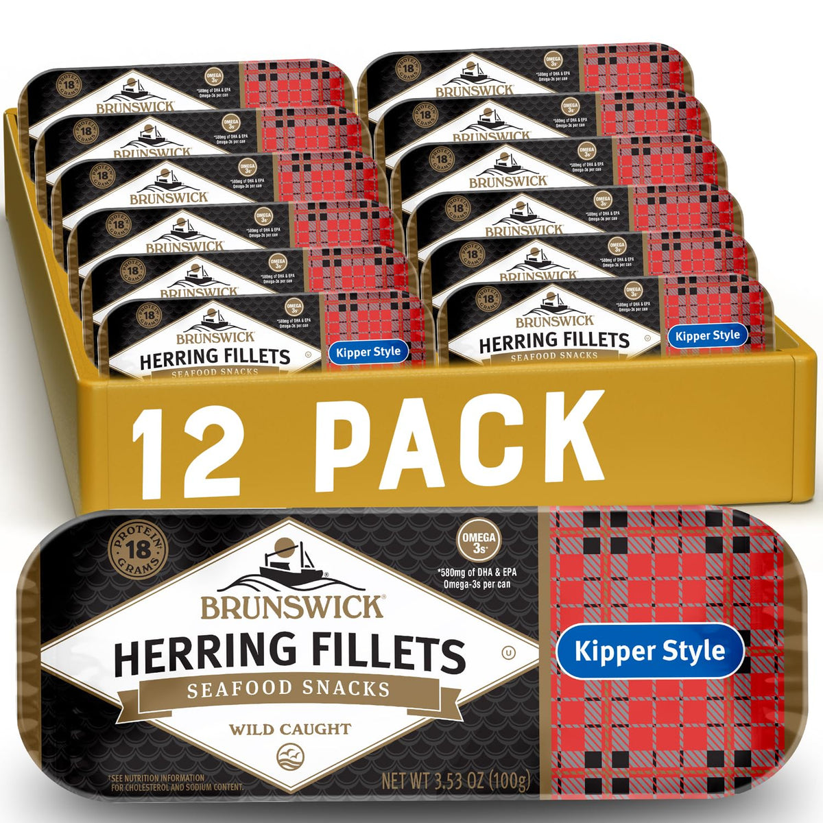 Brunswick boneless kipper-style herring can for quick, protein-packed meals
