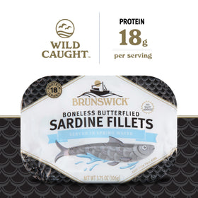 Brunswick sardines butterflied fillets close-up for quick seafood meals