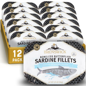 Brunswick sardines in water can hero showing a protein-rich pantry staple