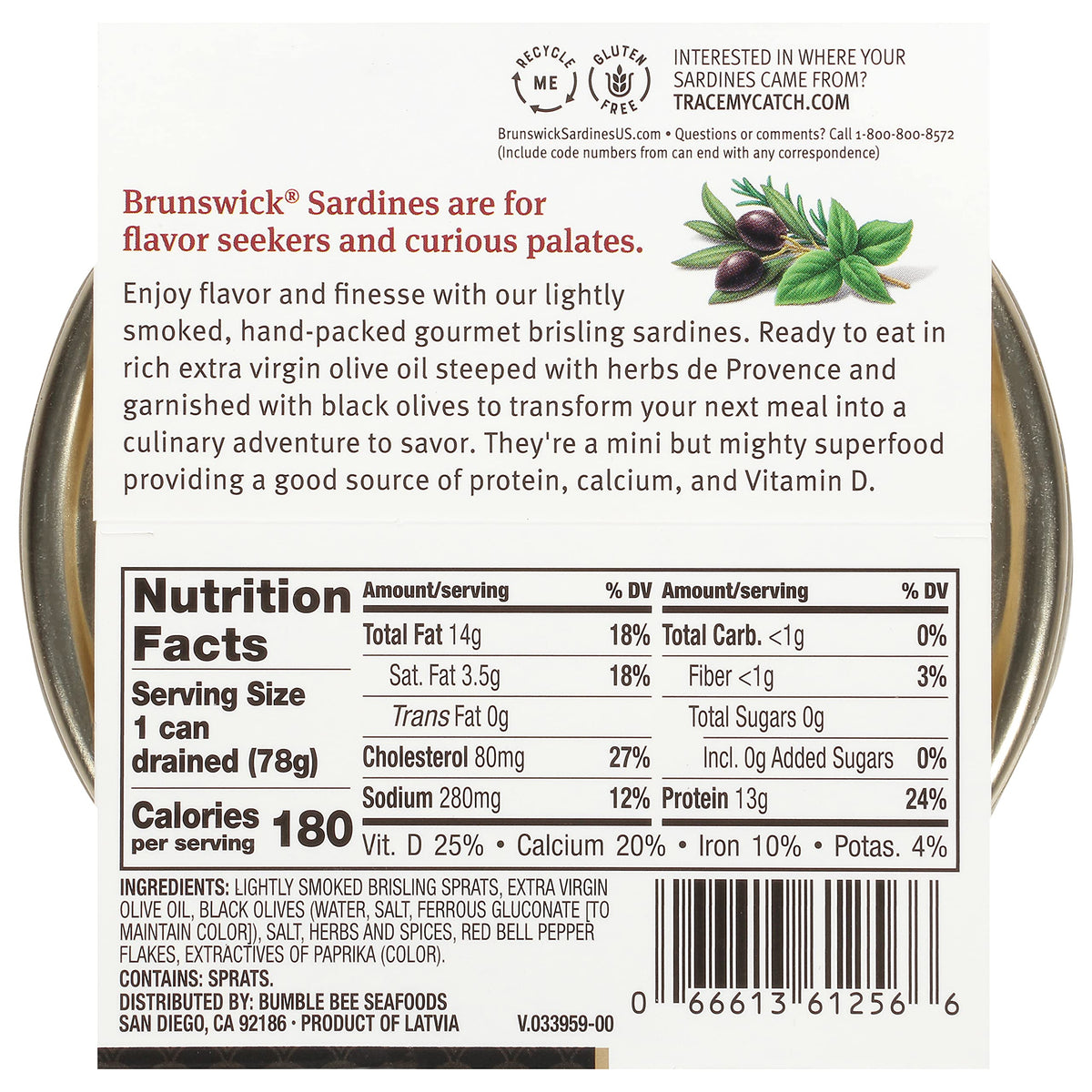 Brunswick sardines with Mediterranean herbs and spices elevate meals
