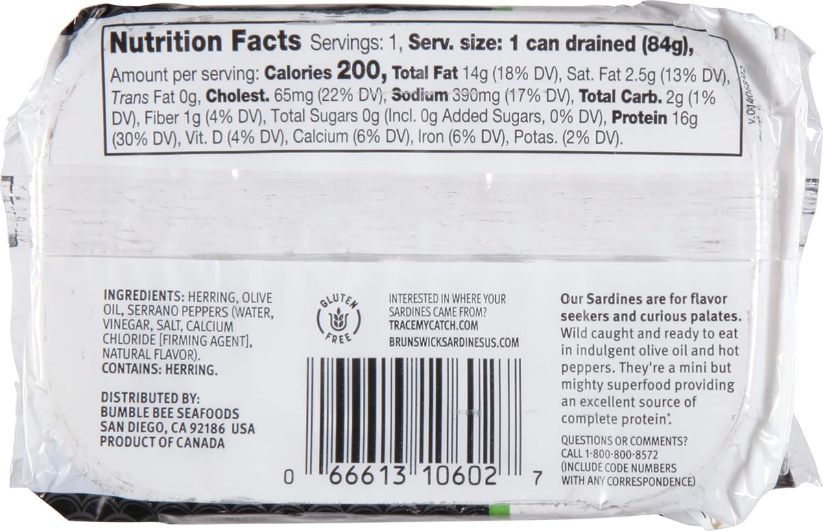 Brunswick sardines serving tin on table, ready-to-use meal option