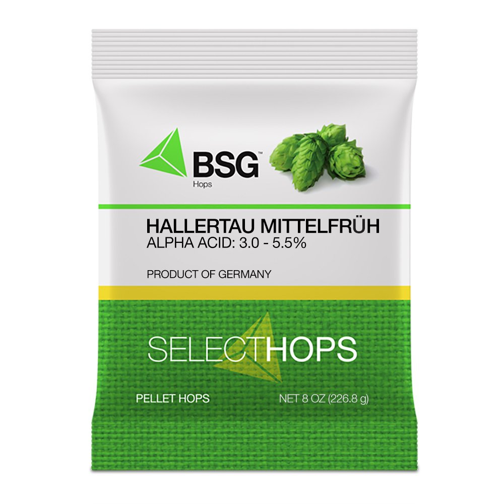 BSG Hops Hallertau Mittelfrüh hop pellets deliver aroma-rich notes for classic German lagers.