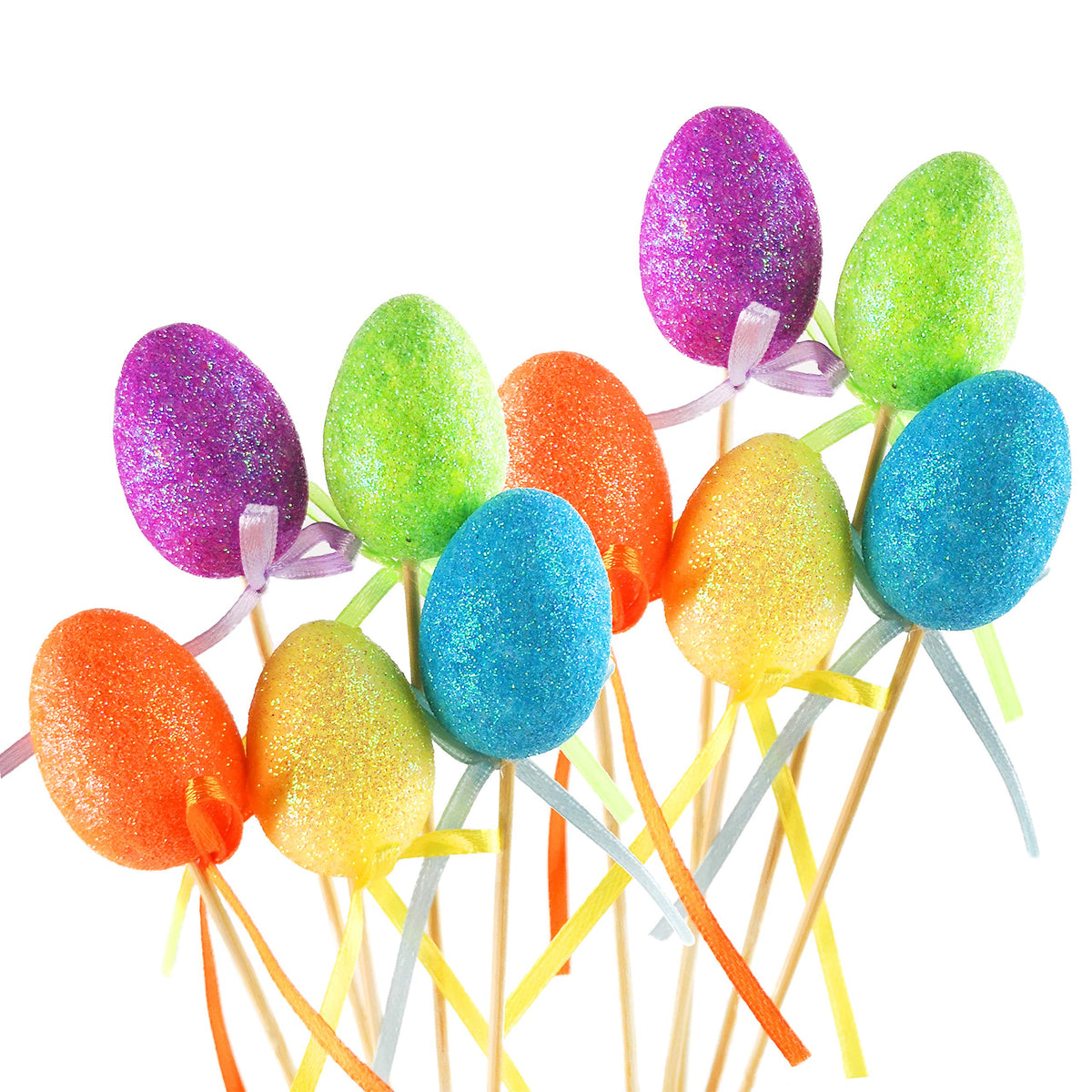 Bstaofy glitter Easter egg picks kit view for festive table decor.