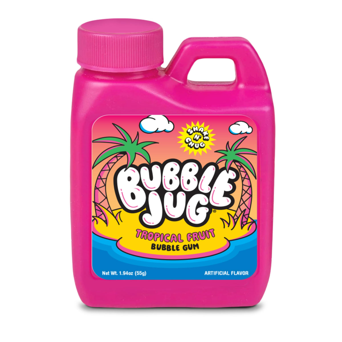 Bubble Jug powder-to-gum transformation shown for a fun, flavorful chew.
