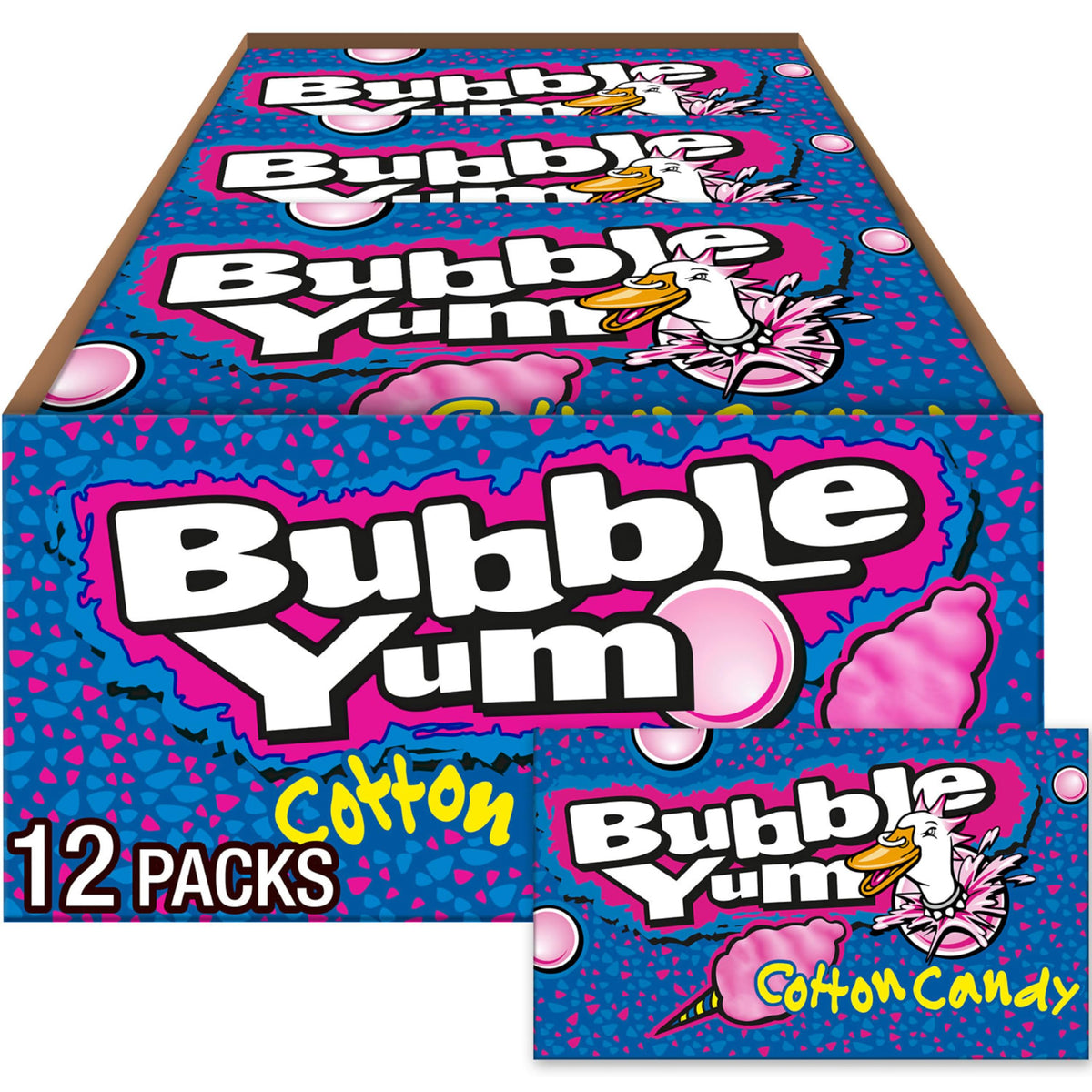Bubble Yum cotton candy gum packaging for bulk box, ideal party favors