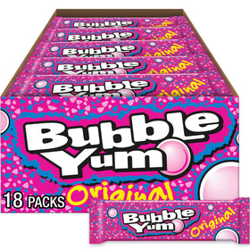 Bubble Yum Original 18-pack box opened for sharing at parties.