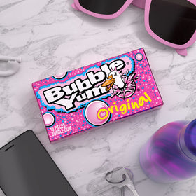 Close view of soft texture of Bubble Yum Original Flavor gum.
