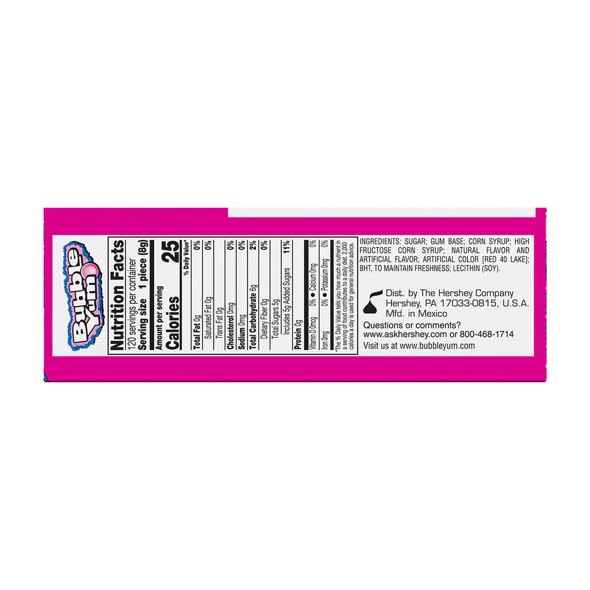 Desk-friendly Bubble Yum Original Flavor snack pack for quick chew.