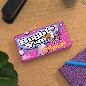 Party-ready display box of Bubble Yum Original Flavor gum for events.