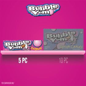 Bubble Yum Original gum piece close-up showing soft texture and lasting flavor.
