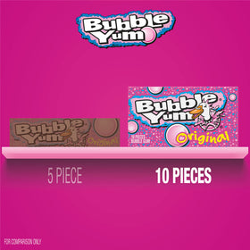 Close-up of soft texture and long-lasting flavor in Bubble Yum gum.