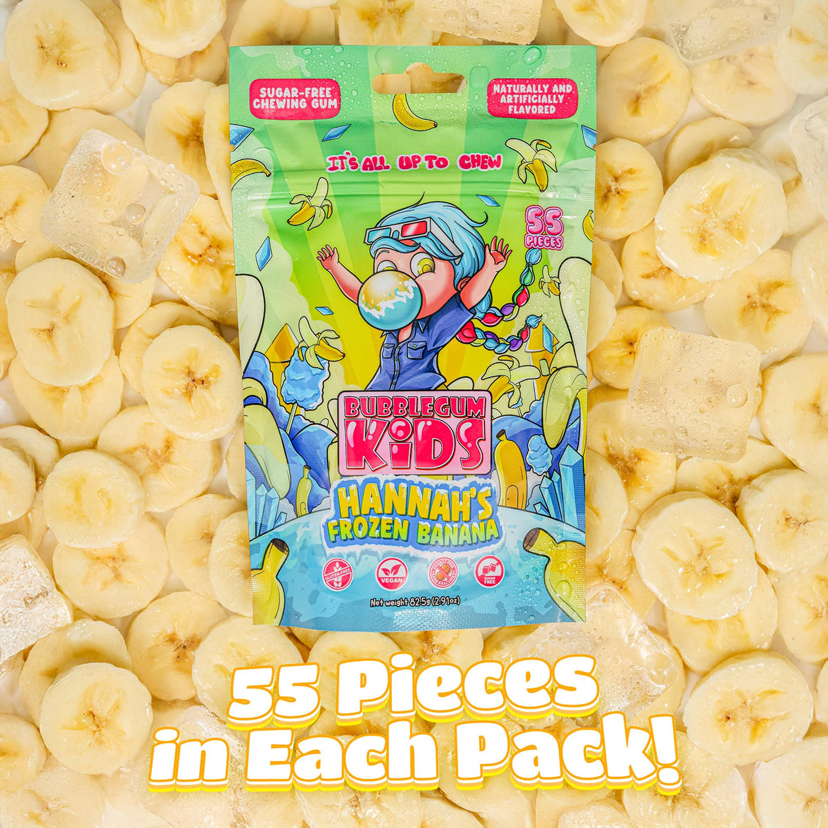 Bubblegum Kids low-calorie gum at five calories per two pieces.