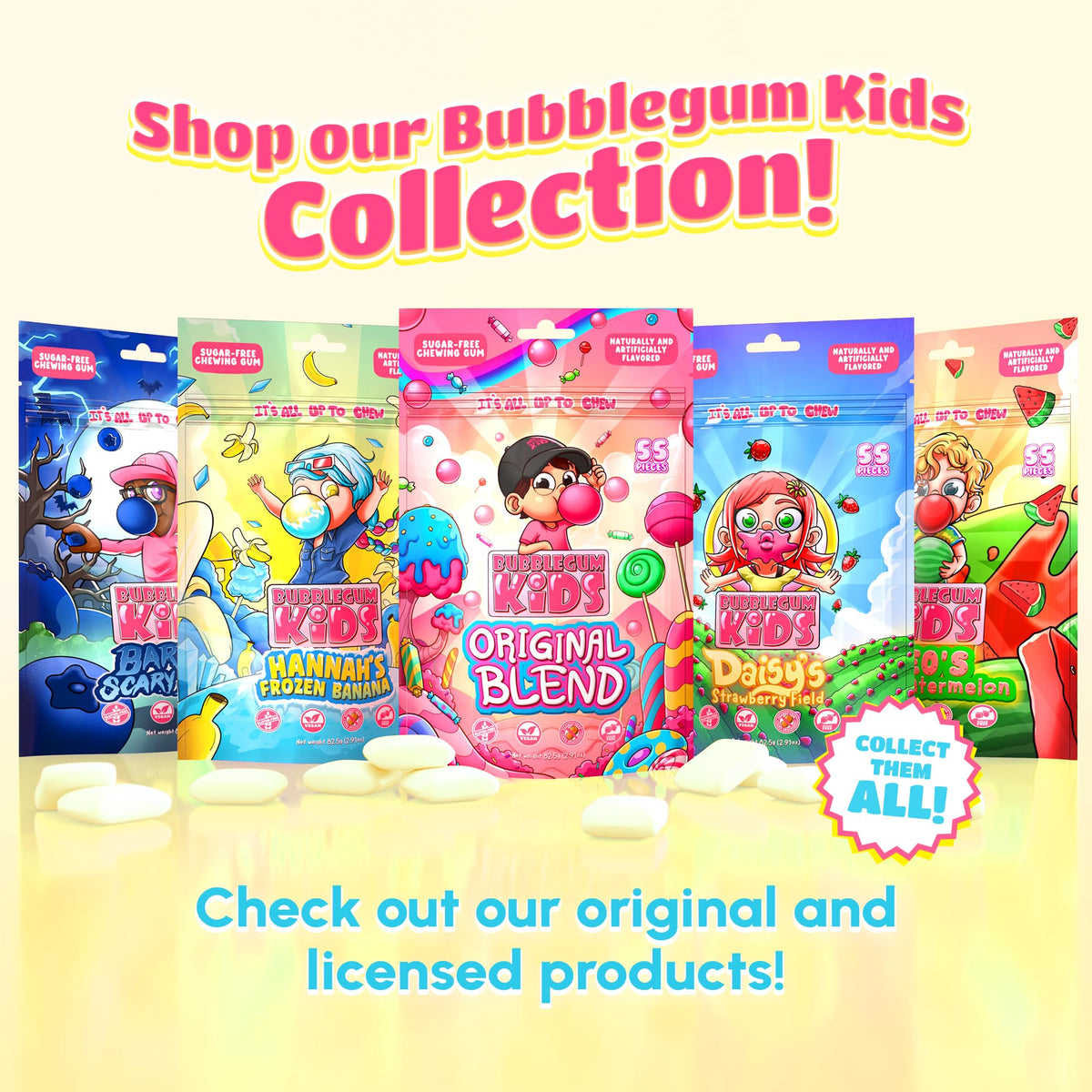 Bubblegum Kids vegan, peanut-free gum for allergy-aware households.