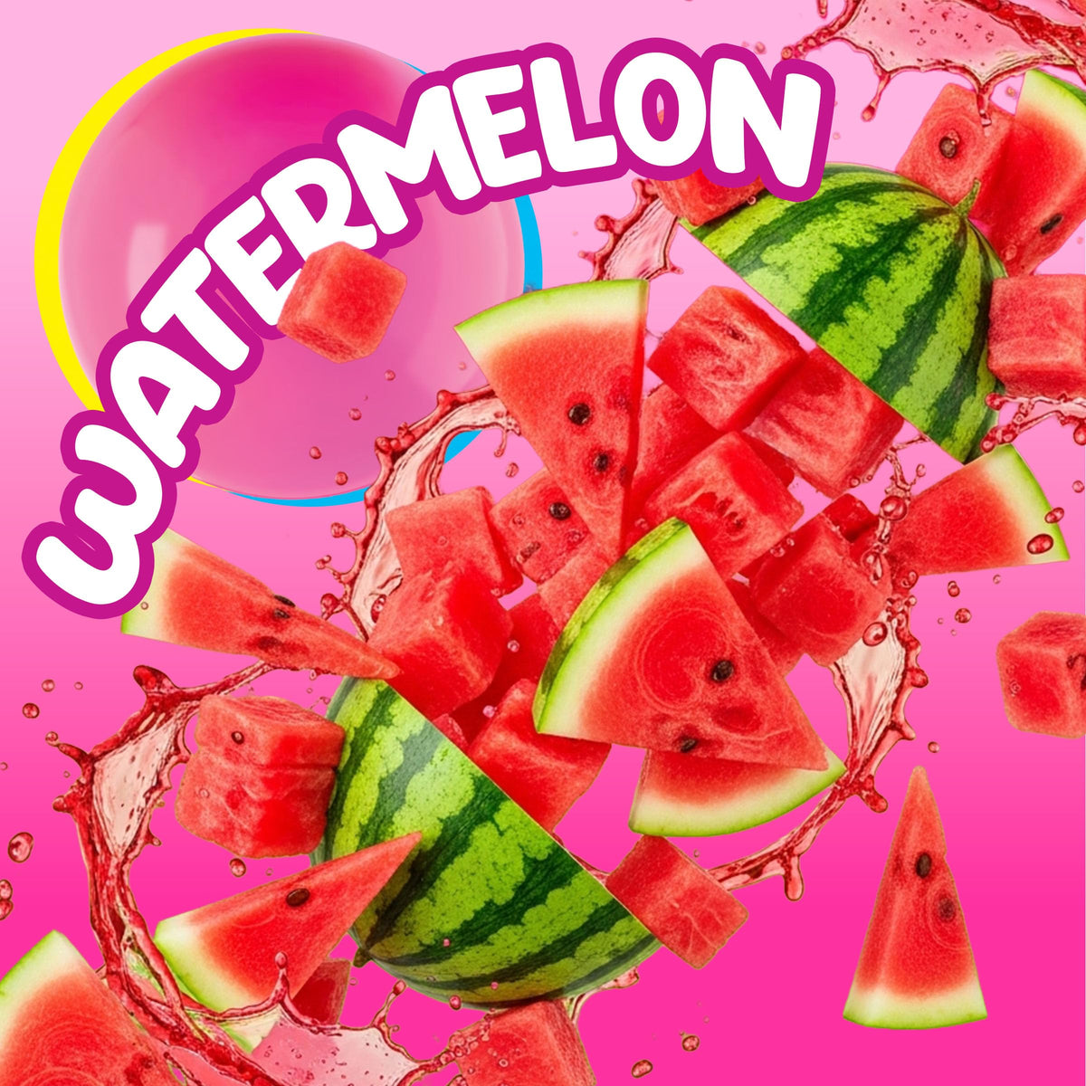 Bubblicious Watermelon pack opened to reveal multiple five-piece packs.