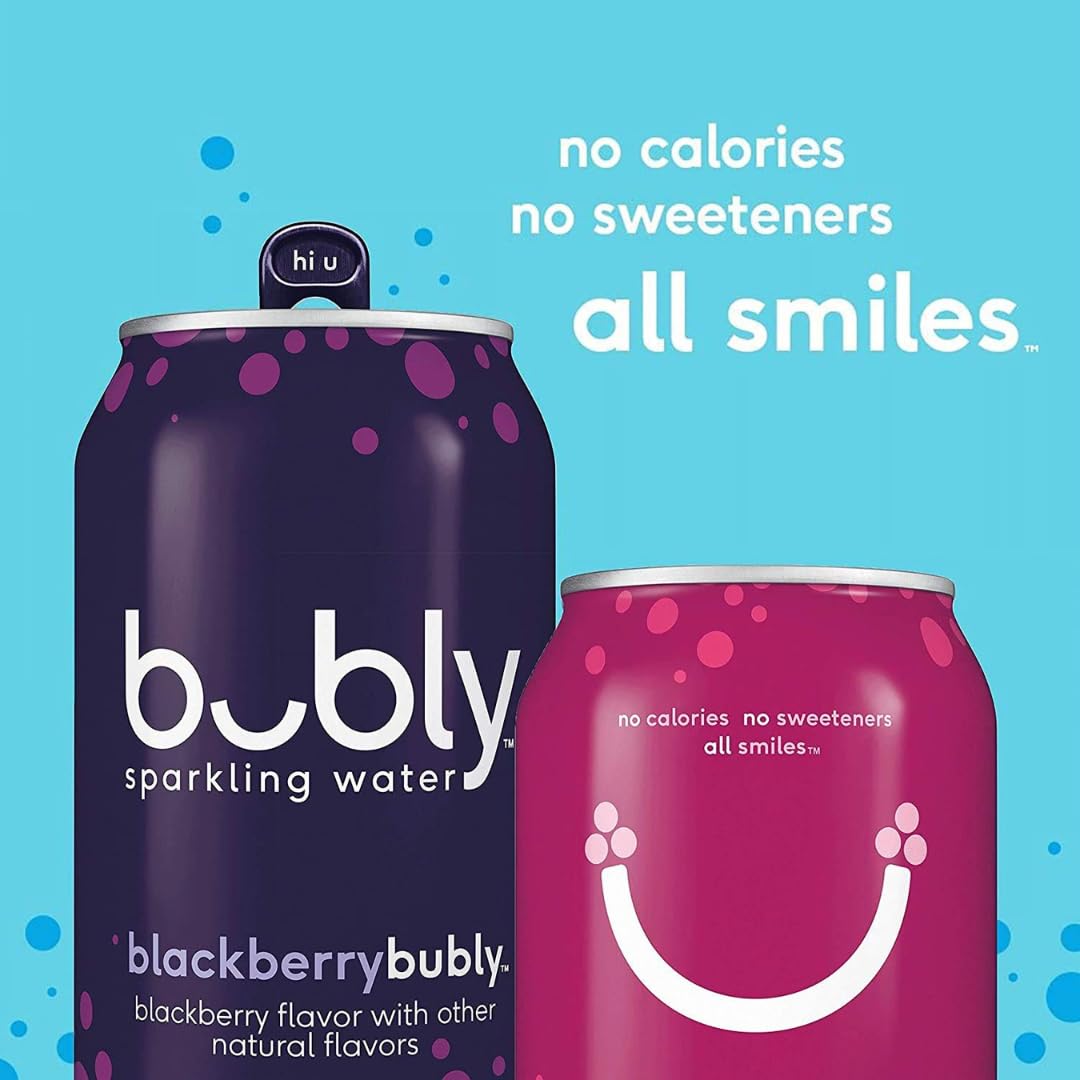Bubly 11-flavor display on a store shelf invites flavor exploration.