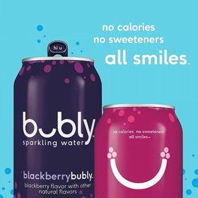 Bubly 11-flavor display on a store shelf invites flavor exploration.