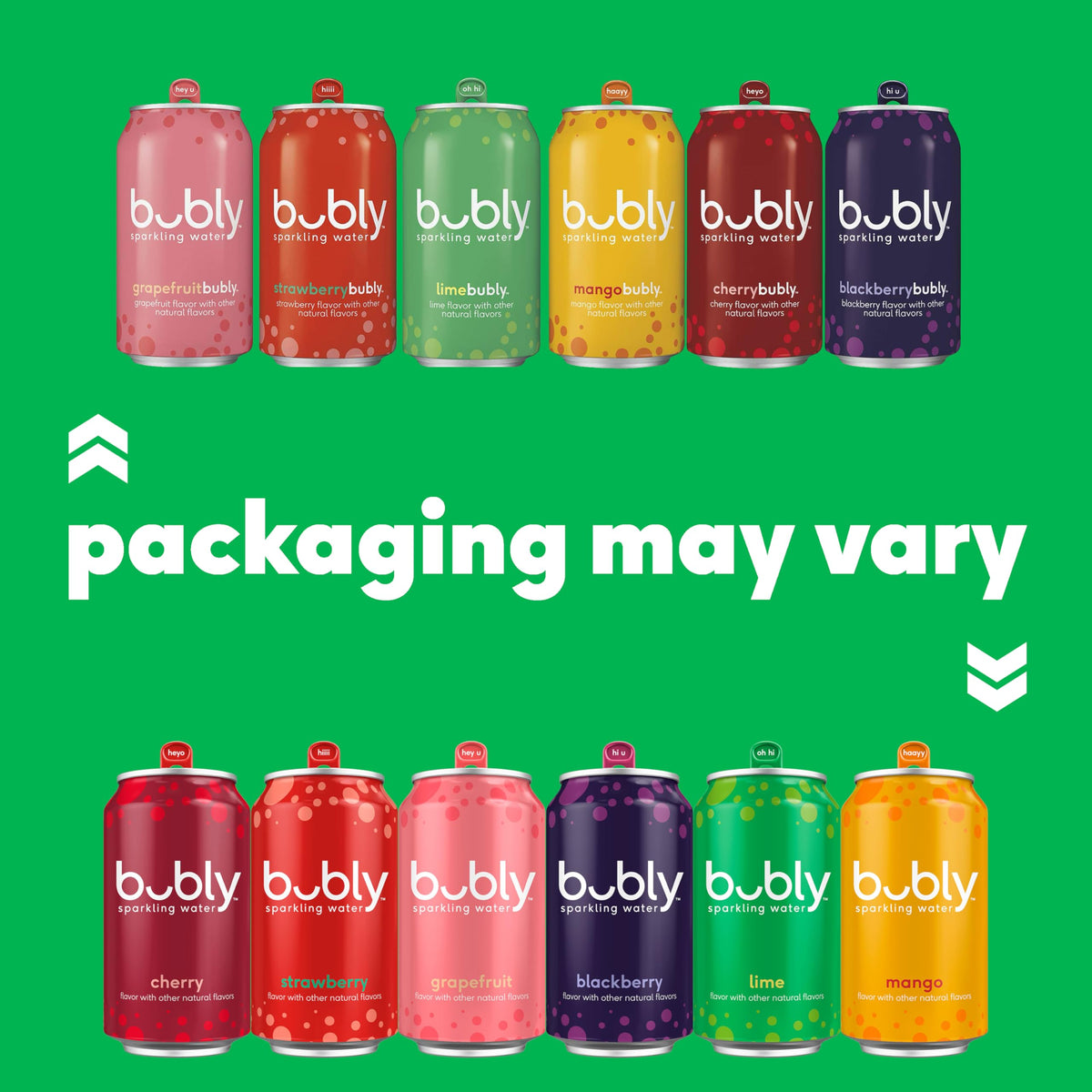 Bubly Cherry flavor closeup, vibrant taste with zero calories for hydration