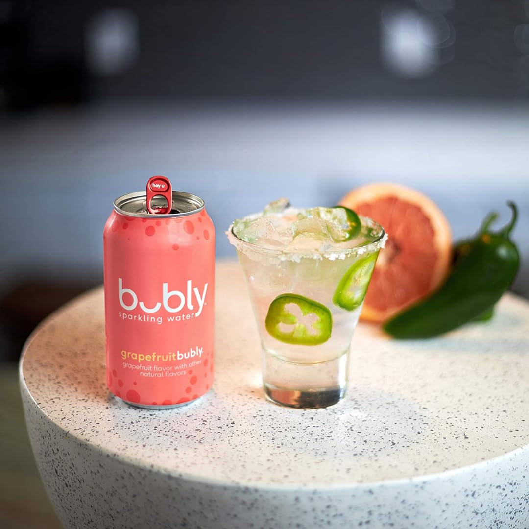 Bubly Coconut Pineapple flavor can on table invites tropical tasting.