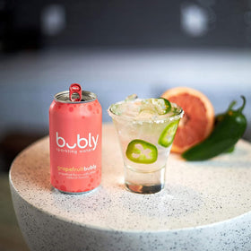 Bubly Coconut Pineapple flavor can on table invites tropical tasting.