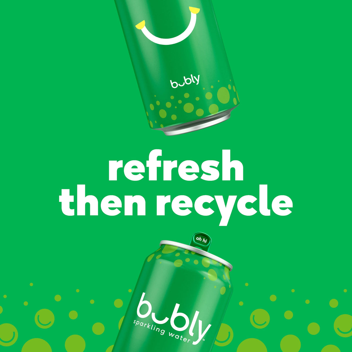 Bubly sparkling water cans served over ice