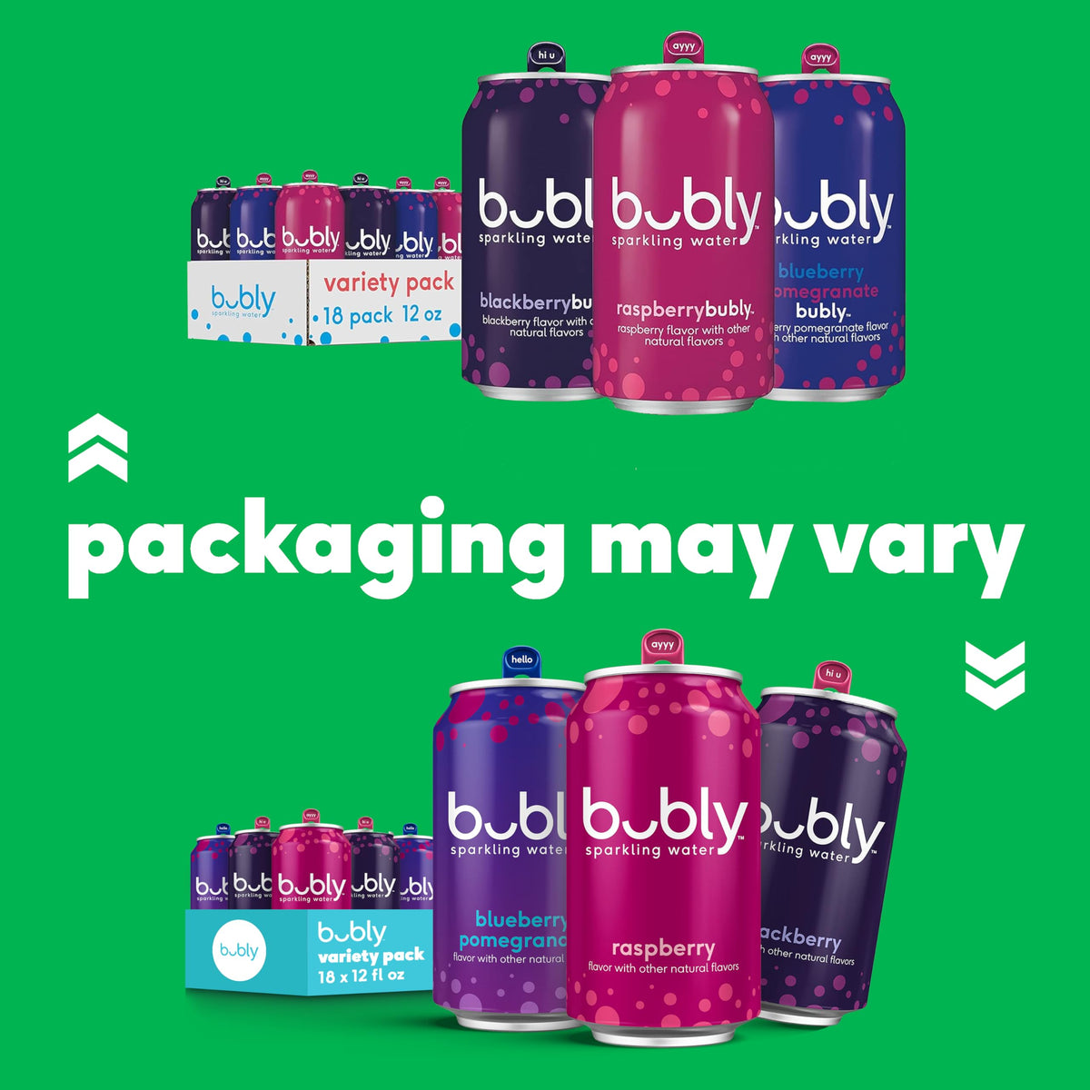 Bubly Triple Berry blueberry pomegranate can with crisp taste