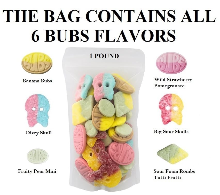 Bubs Godis Swedish Candy Mix skull-shaped gummies for playful sharing and sour-sweet flavor adventures.