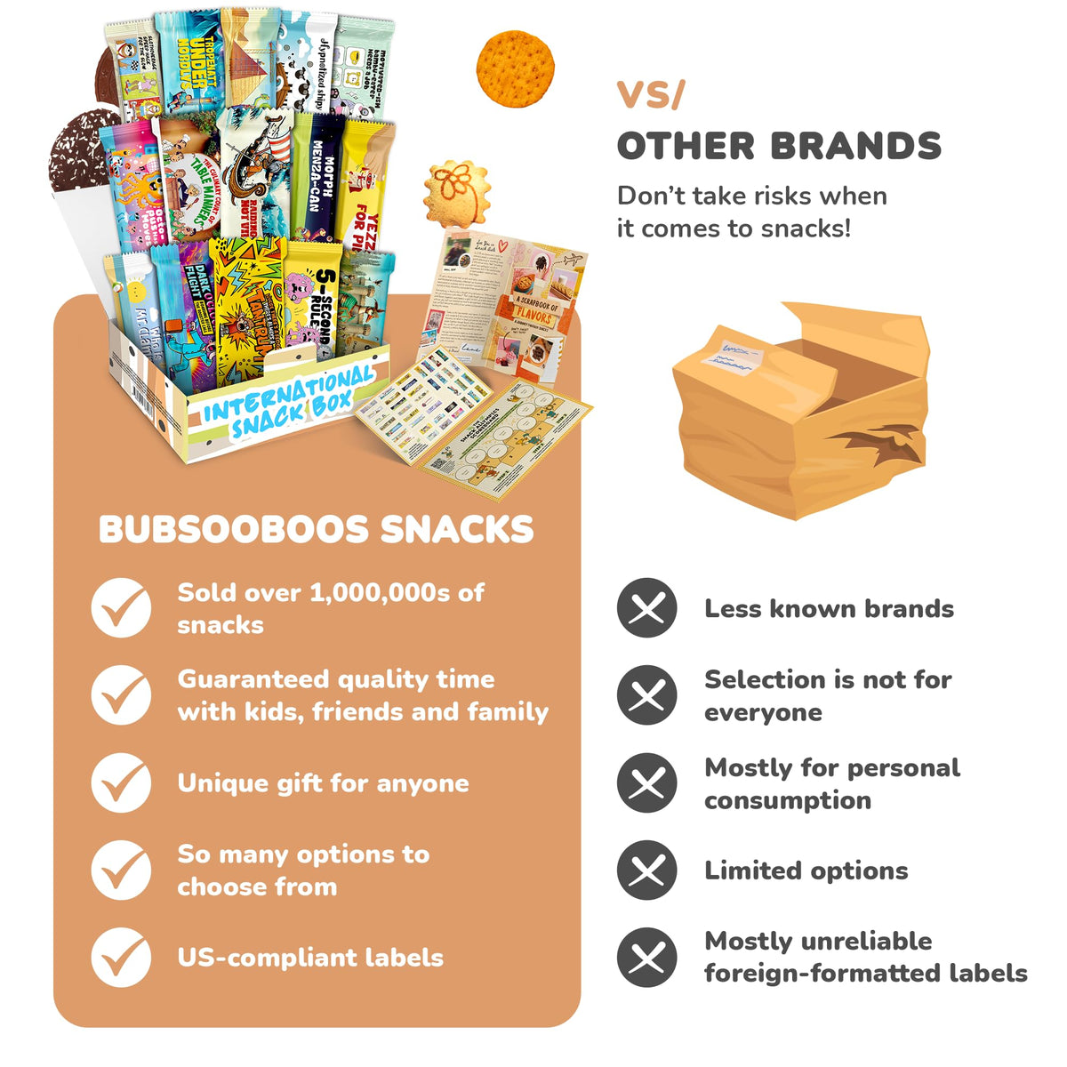 Bubsooboos Wild Snacks world treats selection highlights diverse flavors to sample.