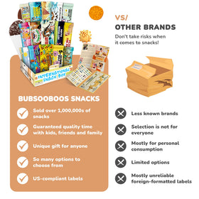 Bubsooboos Wild Snacks world treats selection highlights diverse flavors to sample.