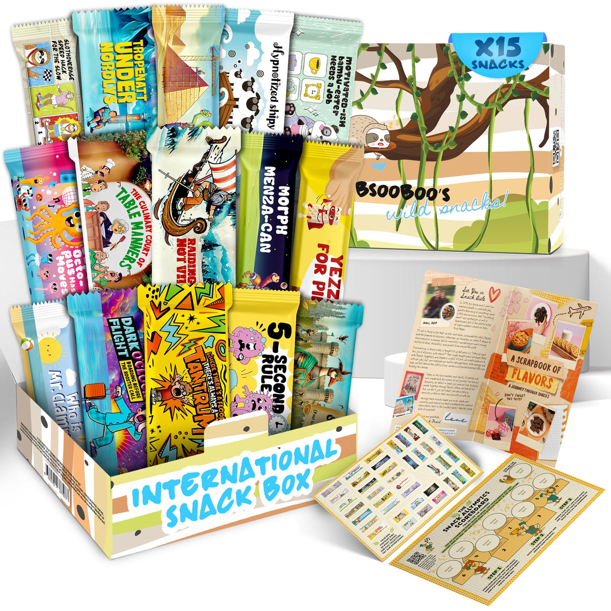 Bubsooboos Wild Snacks midi snack box during unboxing reveals colorful world treats.
